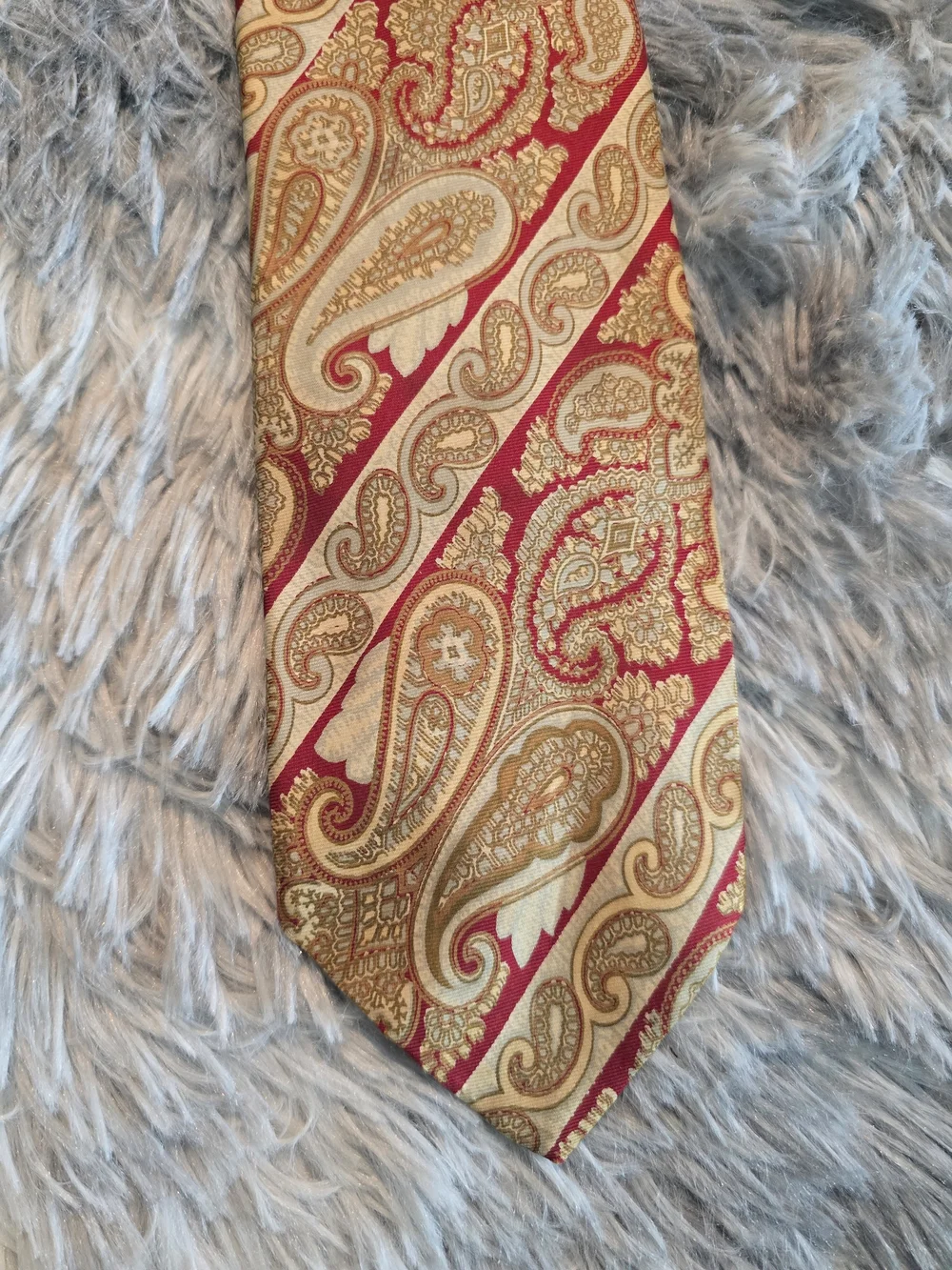 Vintage Gold And Red Paisley Silk Men's Tie